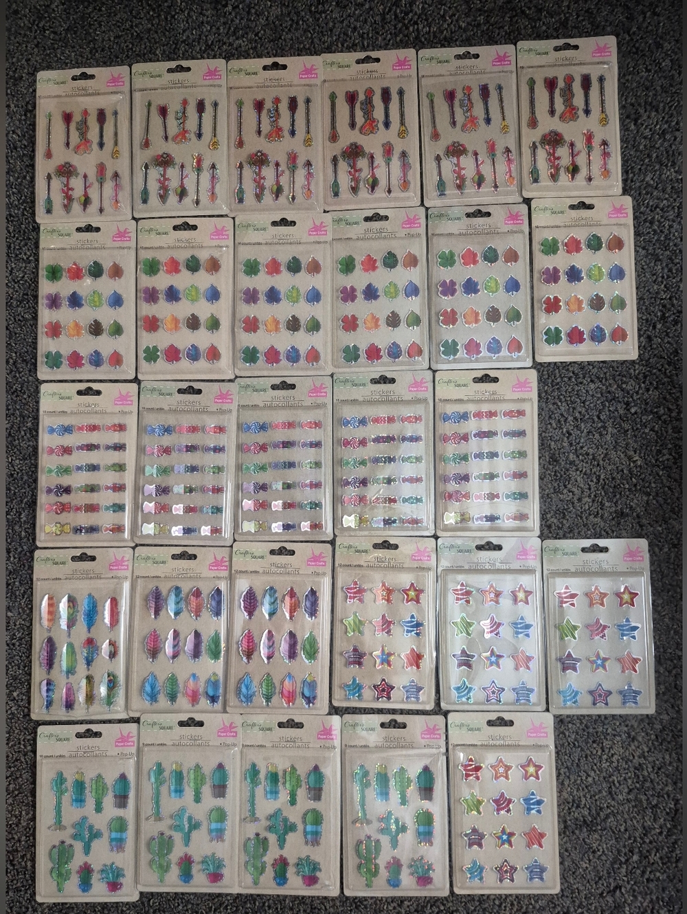 Mega Lot 28 Packs Crafter's Square 3D Pop-Up Stickers - Huge Variety